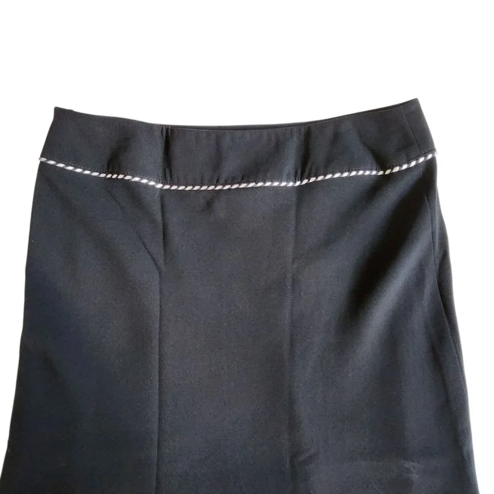 Michele Black with Purple and White Trim A-Line Skirt Sz 8 - Picture 5 of 11